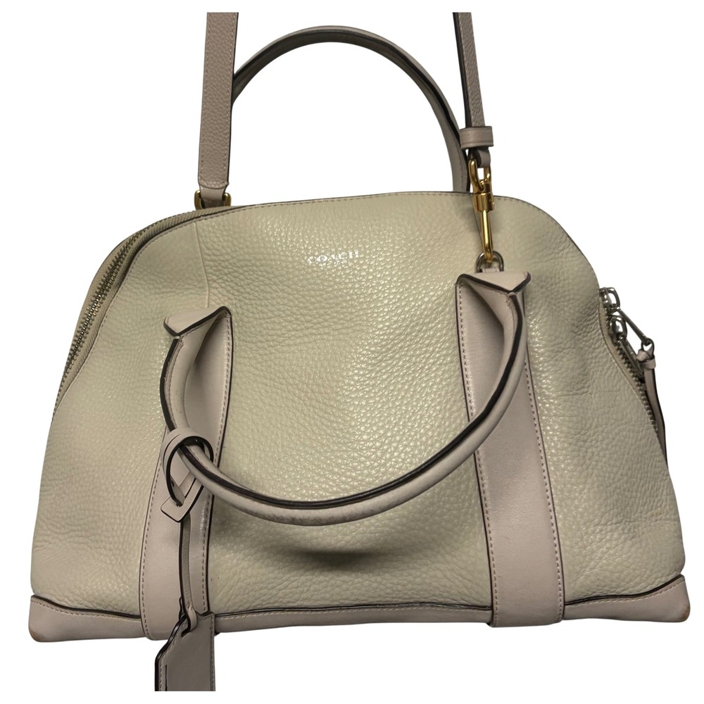 Coach Madison Satchel Cream Pebbled Leather Crossbody Bag M1382-30144